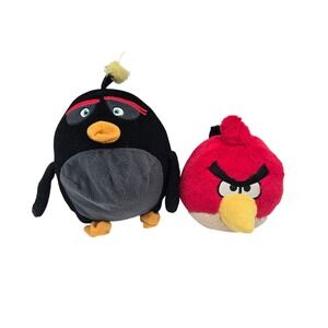 Angry Birds Plush Set Red Bomb Black Bird Stuffed Toys